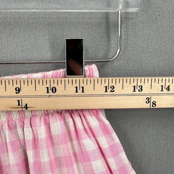 FRANKIES BIKINIS Lou Gingham Shorts Women Medium Pink Linen Drawstring High Rise - Picture 16 of 16
